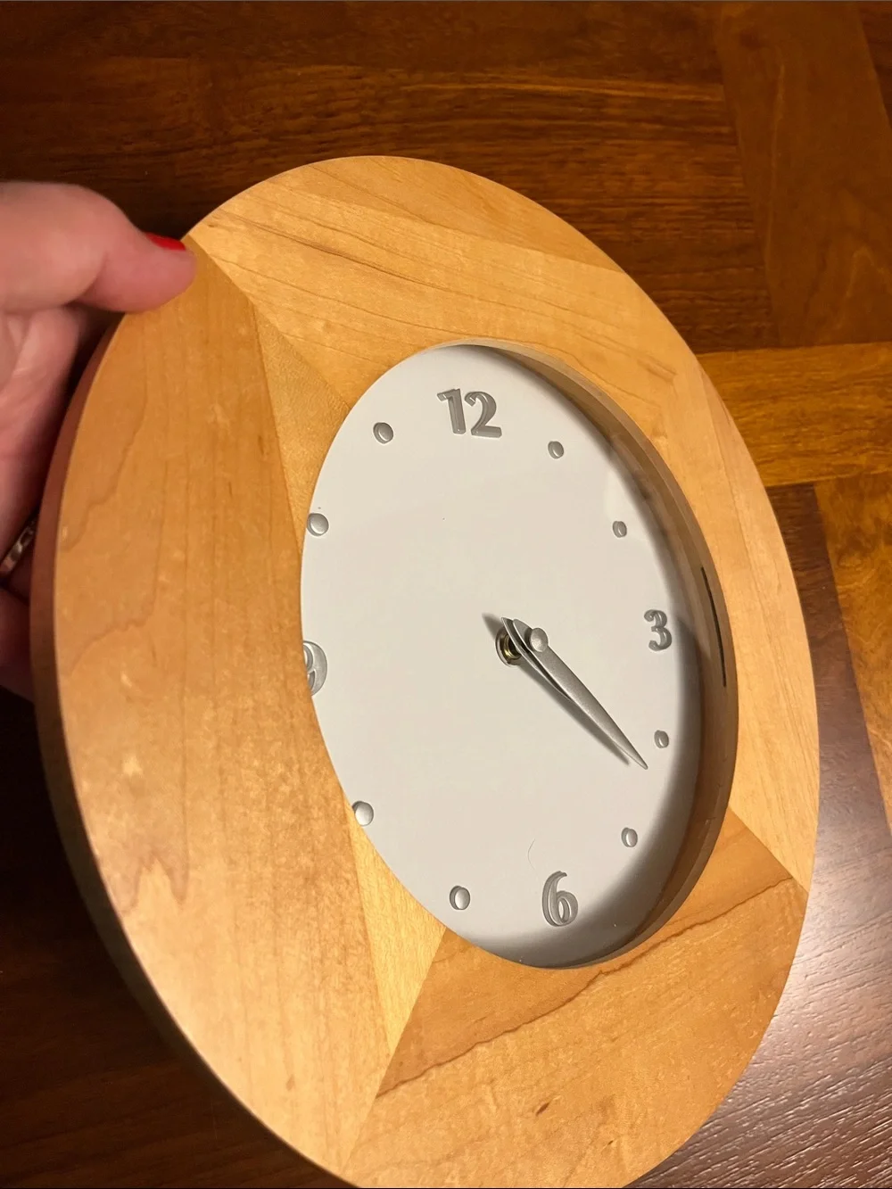 Wooden Round Wall Clock in Light Maple - from Crate&Barrel , working condition